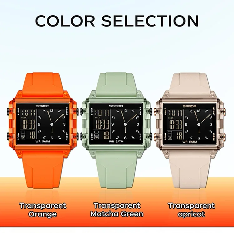 SANDA Luxury Brand Digital Watch for Men Women Square Dial Sport Waterproof Watches Man LED Pointer Display Relogios Masculino