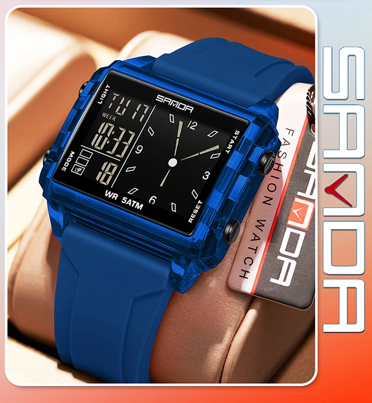 SANDA Luxury Brand Digital Watch for Men Women Square Dial Sport Waterproof Watches Man LED Pointer Display Relogios Masculino