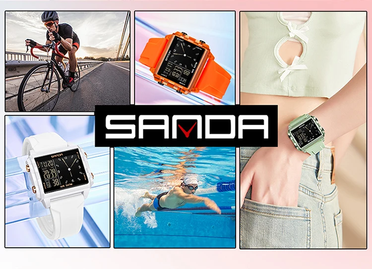 SANDA Luxury Brand Digital Watch for Men Women Square Dial Sport Waterproof Watches Man LED Pointer Display Relogios Masculino