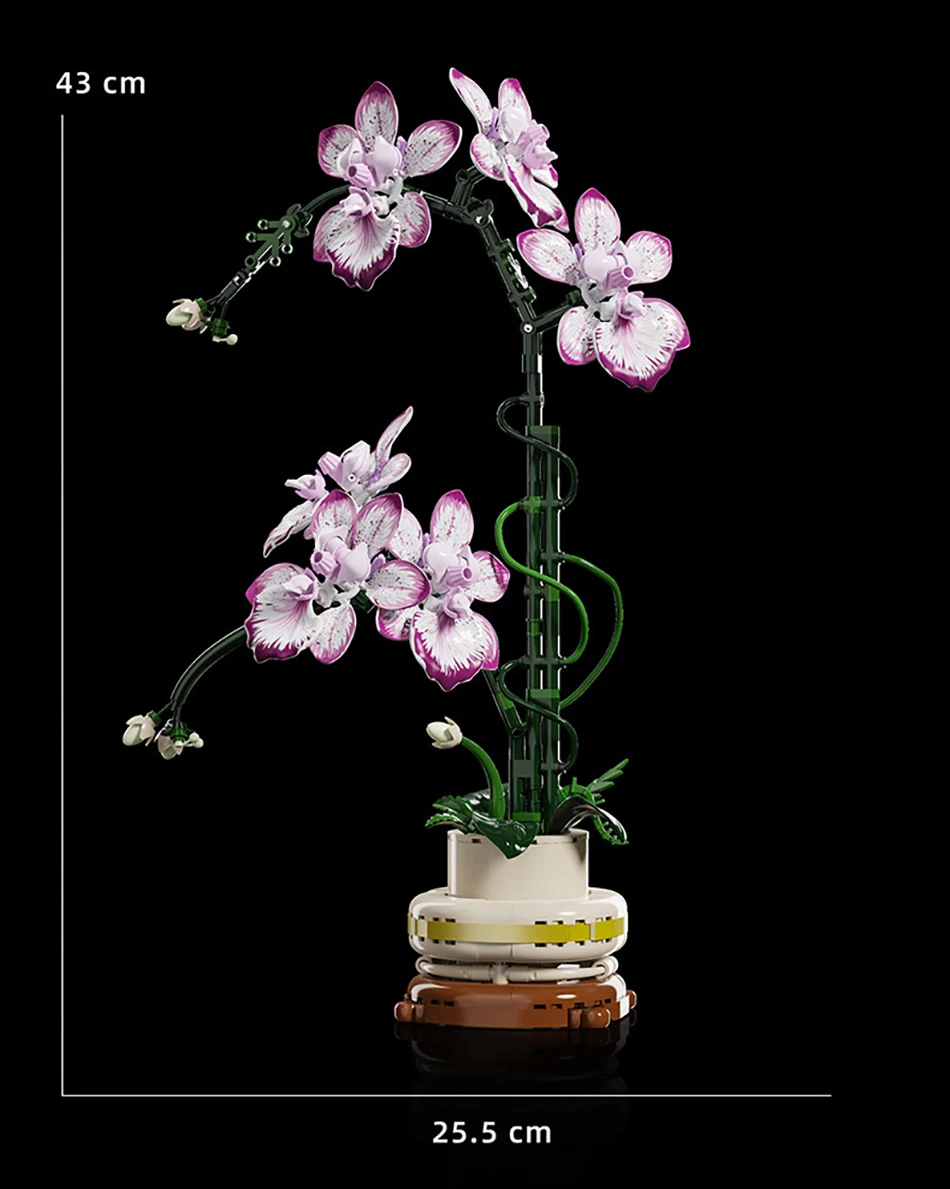 Creative Orchid Cymbidium Eternal Flowers Potted Plant Building Blocks Simulation Phalaenopsis DIY Bricks Toys Valentine's Gift