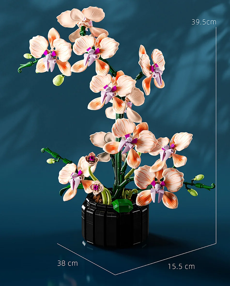 Creative Orchid Cymbidium Eternal Flowers Potted Plant Building Blocks Simulation Phalaenopsis DIY Bricks Toys Valentine's Gift