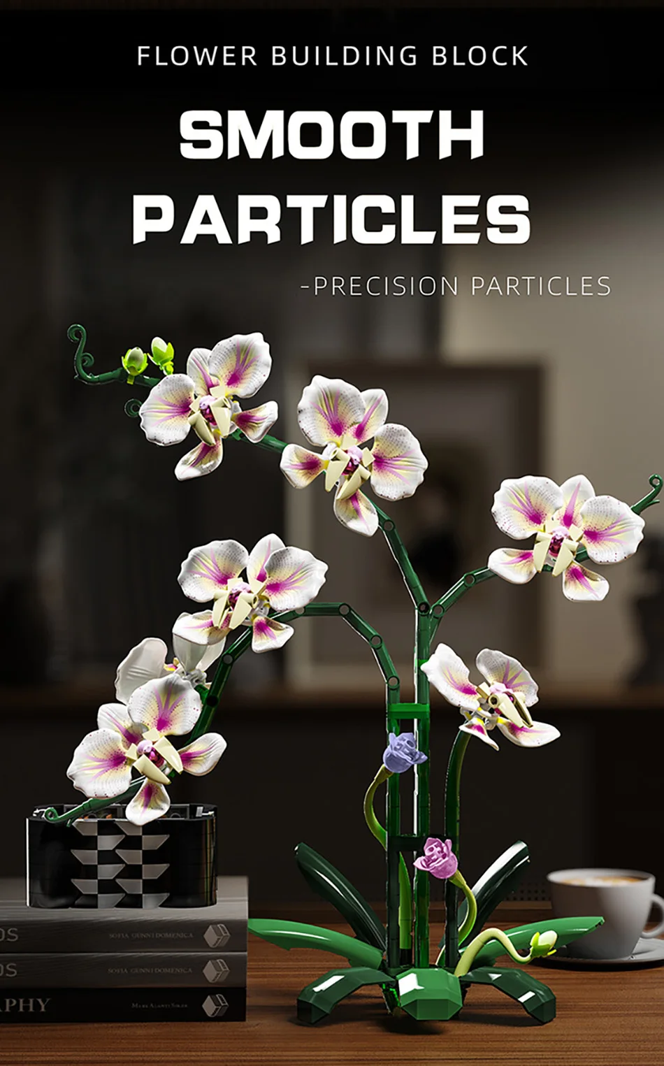 Creative Orchid Cymbidium Eternal Flowers Potted Plant Building Blocks Simulation Phalaenopsis DIY Bricks Toys Valentine's Gift