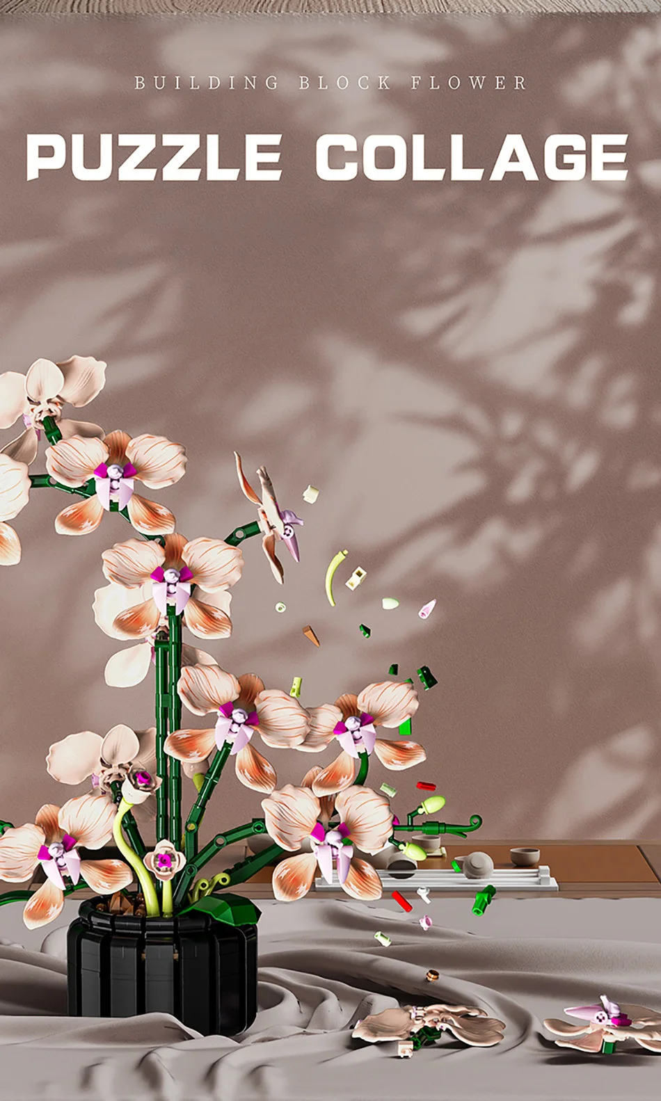 Creative Orchid Cymbidium Eternal Flowers Potted Plant Building Blocks Simulation Phalaenopsis DIY Bricks Toys Valentine's Gift