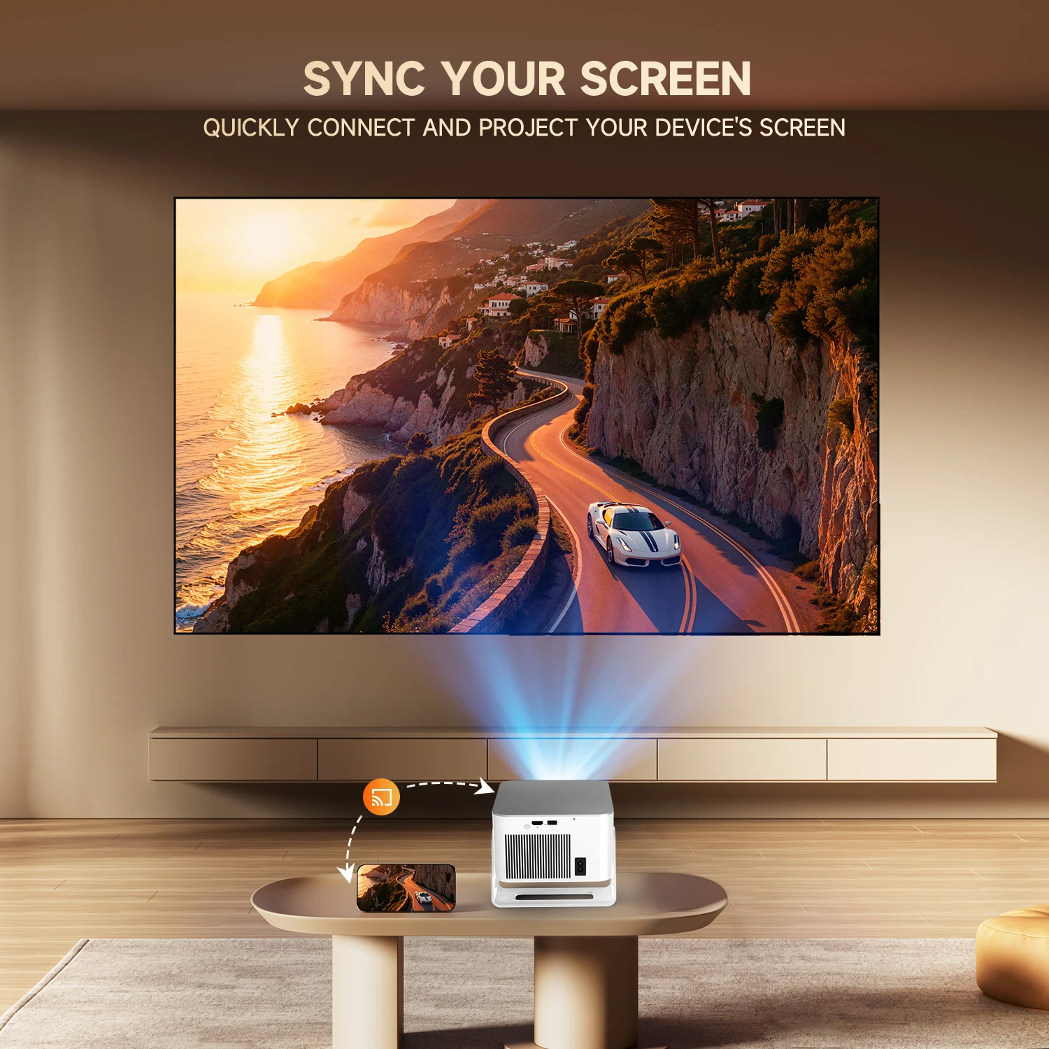 Magcubic HY350Max 900ANSI Android 14 Auto FocusProjector Support 8K Native 1080P with Wifi6 BT5.4 16G Allwinner H726 Portable