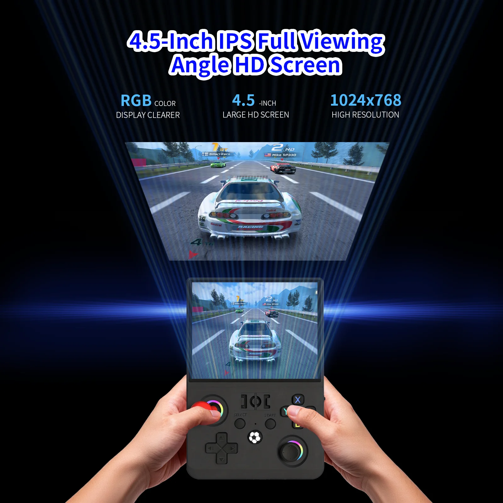 MAXⅡ 2026 Newest 4.5 Inch Retro Handheld Game Console 1024x768 IPS HD Screen Portable Open Source Linux System with 2*Joys