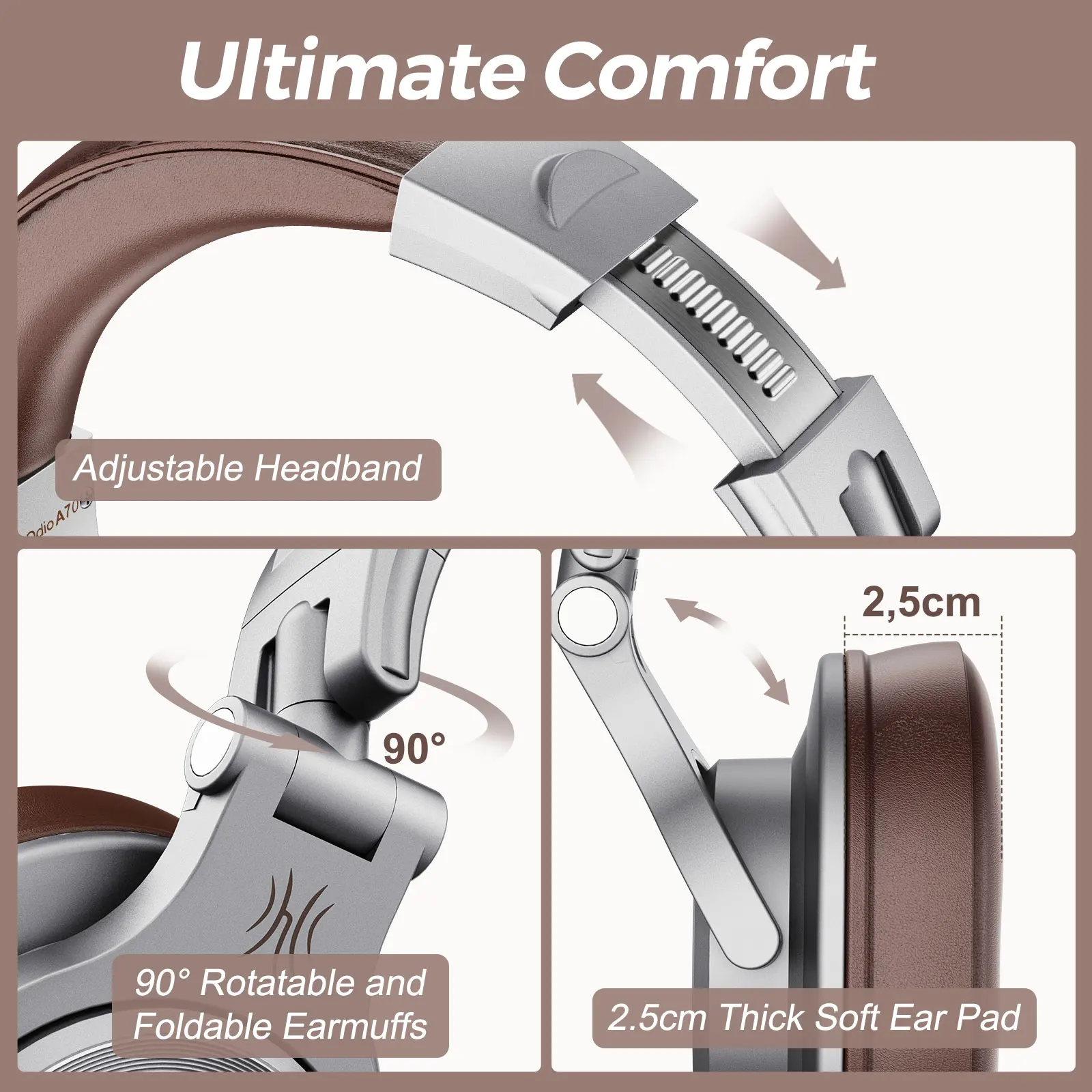 Oneodio Fusion A70 Bluetooth Headphones Hi-Res Audio Over Ear Wireless Headset 72H Professional Studio Monitor DJ HiFi Earphones