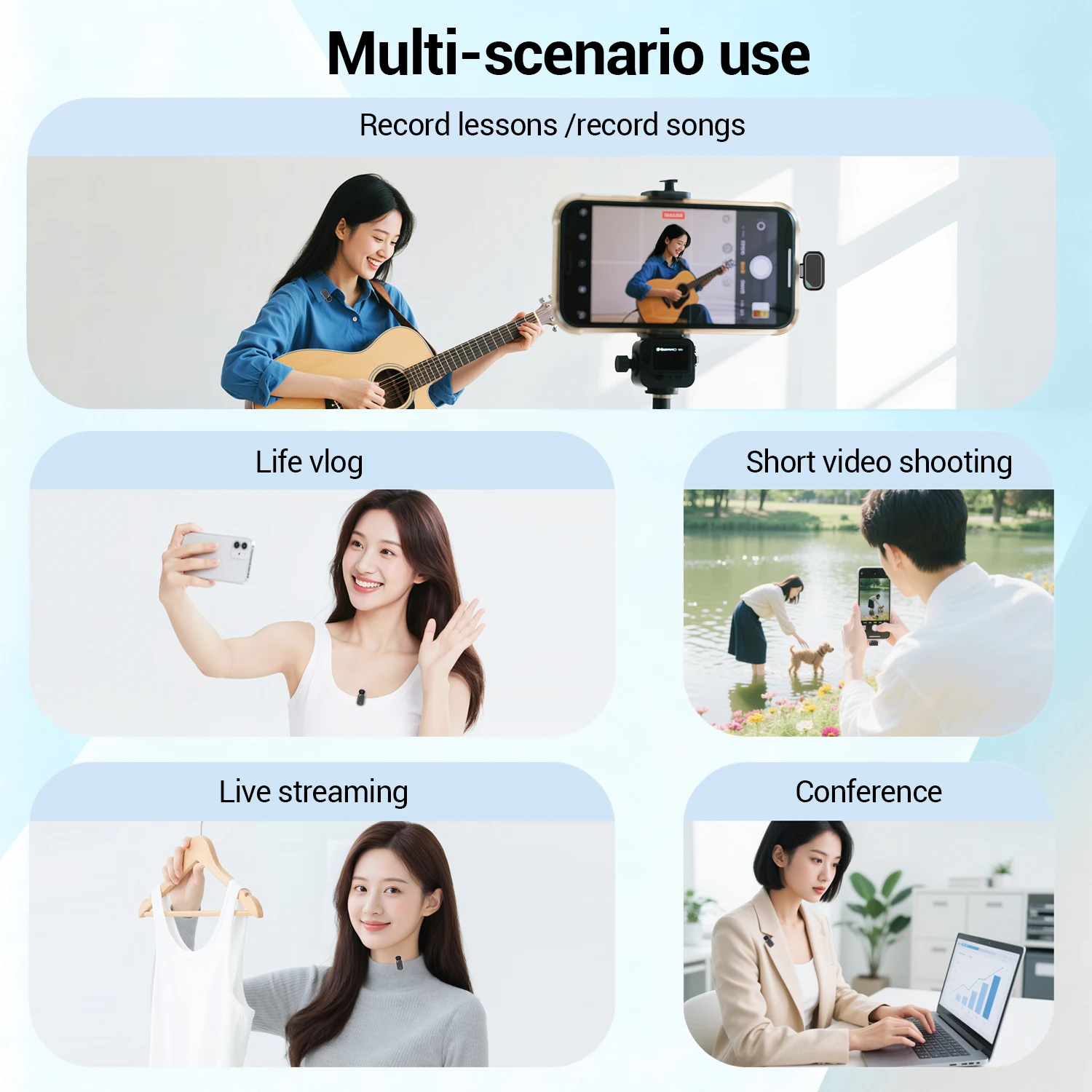 Mini Wireless Lavalier Microphone with Charging Case, 2.4G Noise Cancelling Lapel Mic for Type-C, Vlog/Live/Video Recording