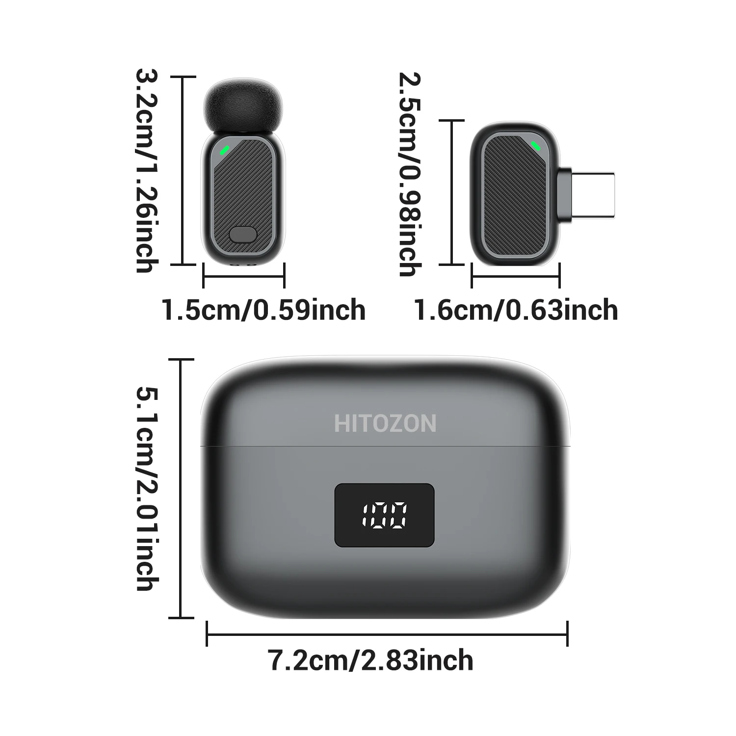 Mini Wireless Lavalier Microphone with Charging Case, 2.4G Noise Cancelling Lapel Mic for Type-C, Vlog/Live/Video Recording
