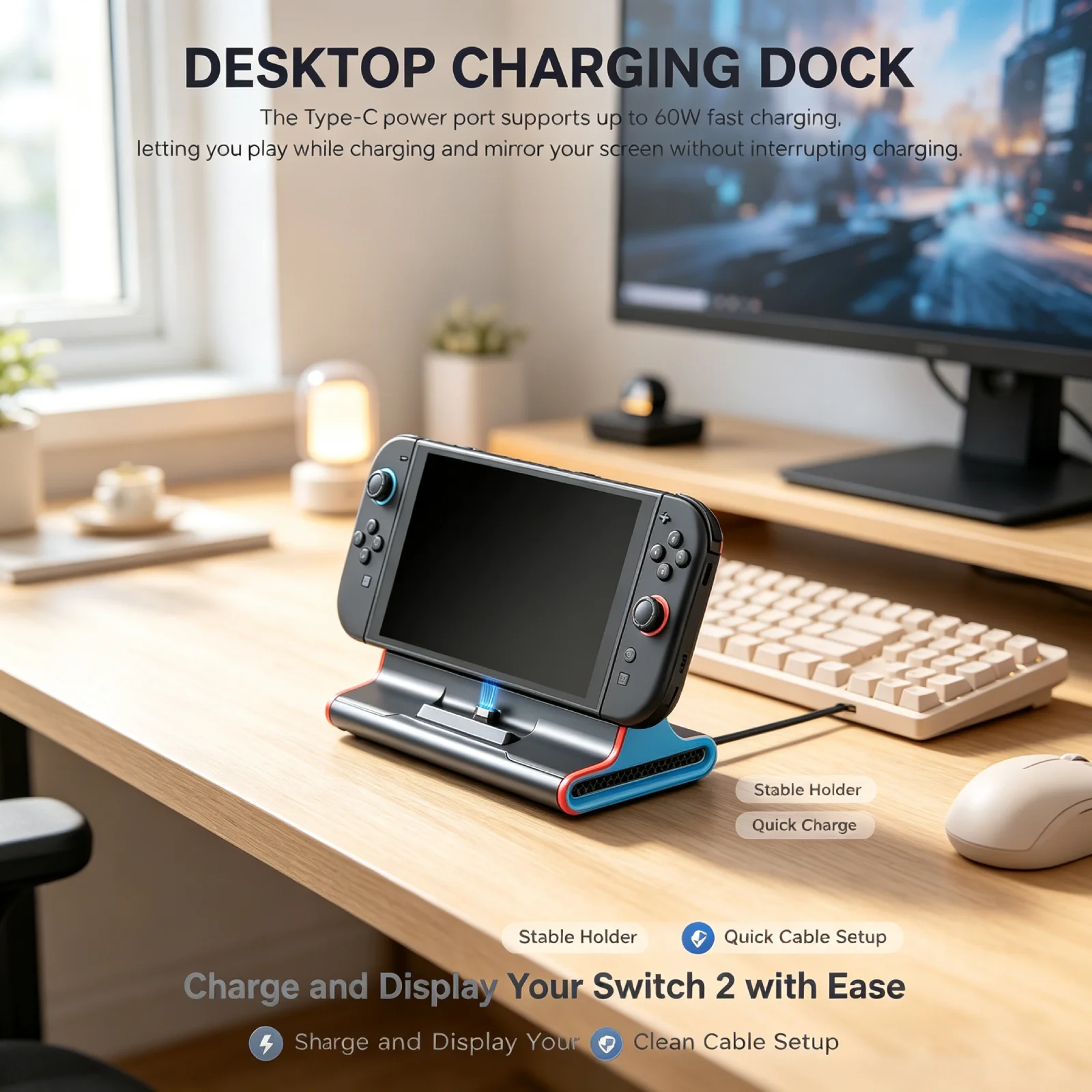 Switch 2 Docking Station HDMI TV Converter 4K 60Hz Fast Charging USB Hub Adapter Dock Gaming Accessories