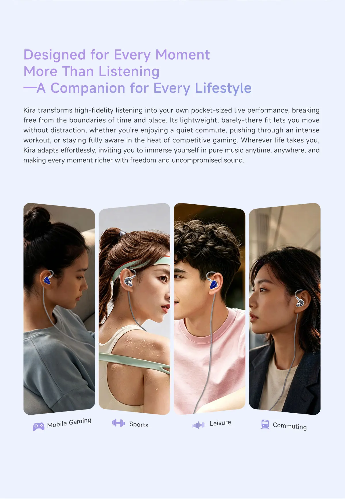 CVJ KIRA HiFi IEM In-Ear Earphones Wired Detachable Cable 3.5mm Type-C 4.4mm Balanced Earbuds For Music Gaming Anime Design