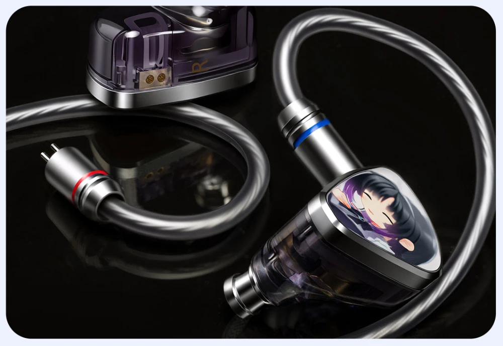 CVJ KIRA HiFi IEM In-Ear Earphones Wired Detachable Cable 3.5mm Type-C 4.4mm Balanced Earbuds For Music Gaming Anime Design