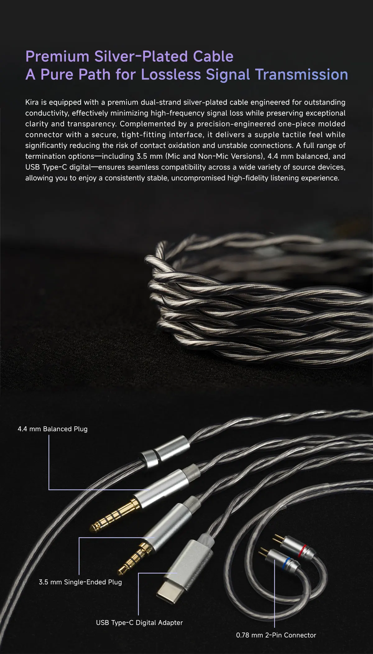 CVJ KIRA HiFi IEM In-Ear Earphones Wired Detachable Cable 3.5mm Type-C 4.4mm Balanced Earbuds For Music Gaming Anime Design
