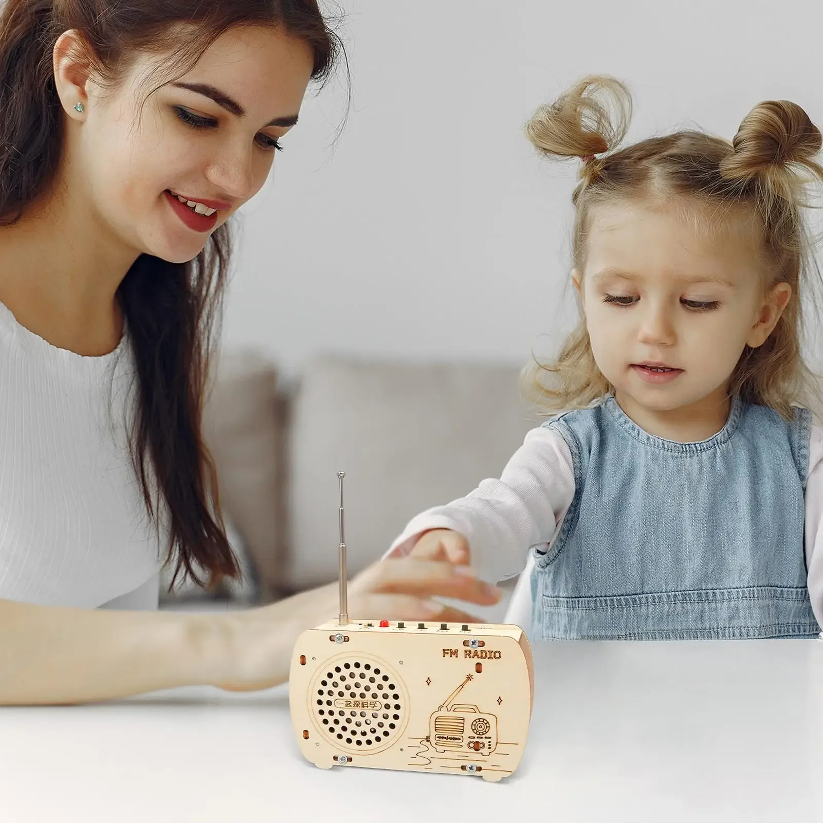 Build a Radio Kit Wood Radio Electronic Learning Set Interactive Building Toys Scientific Training Experimental Kits For Kids