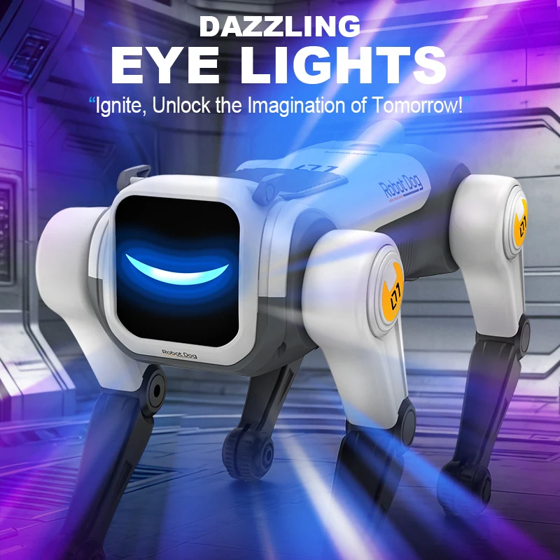 Electric Pet Dog Toy, Rolling Stunts, Programmed Dance, Voice Command Interaction, Smart Robotic Dog Toy, Children Birthday Gift