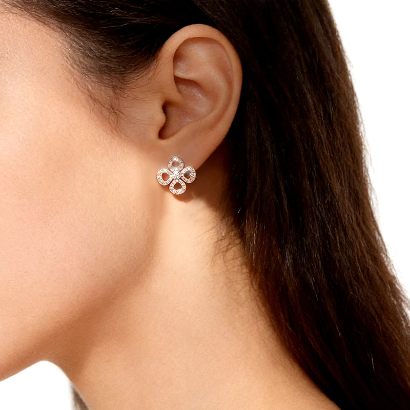 Smyoue Flower All Moissanite Stud Earrings for Women Full Diamond Round Cut Sparkling Girls Jewelry Pure 925 Silver Plated 18k