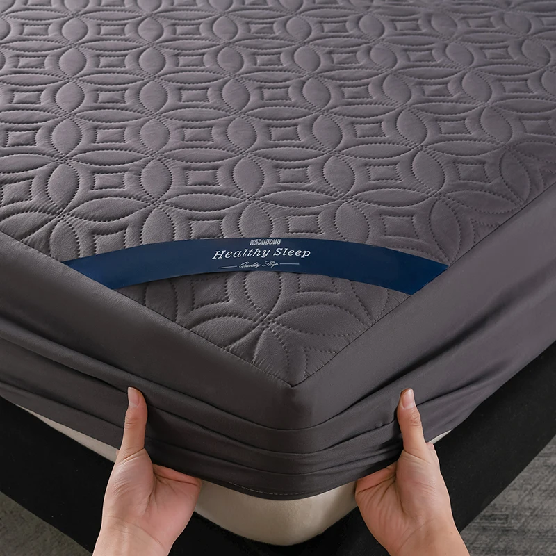 Ultrasonic Quilted Waterproof Antibacterial Mattress Protector Breathable Ultra Soft Noise Free 30CM Deep Pocket Fitted Sheet