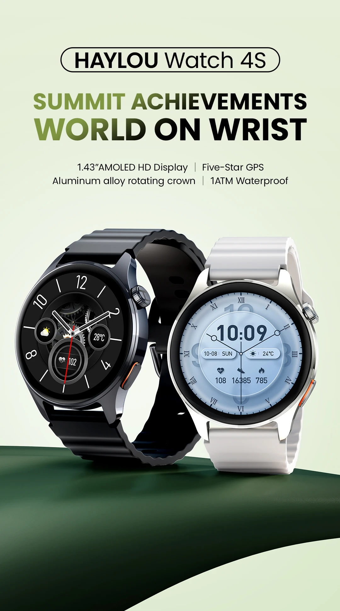 HF012 HAYLOU Watch 4S GPS Smart Watch 1.43” HD AMOLED Display 5 Satellite Positioning 120+ Workout Modes Sport Smartwatch