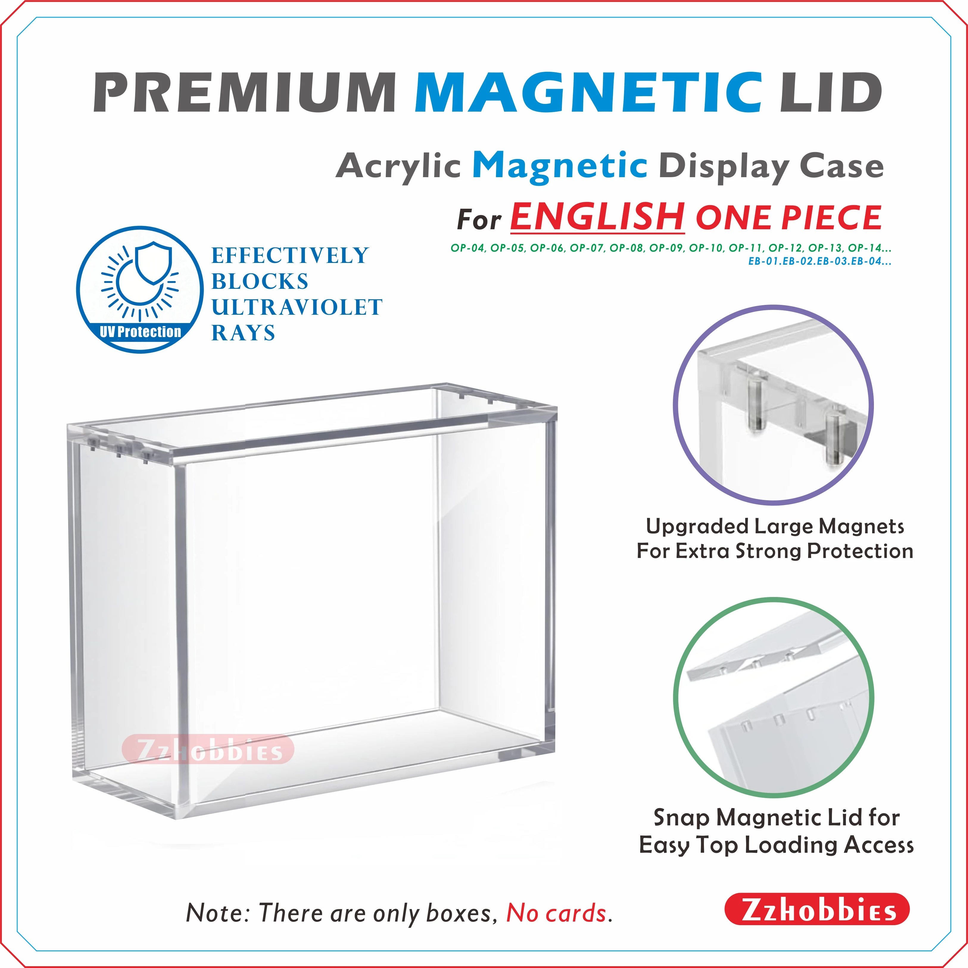 Acrylic Magnetic Display Case For ENGLISH One Piece(COMPATIBLE WITH: OP-4, OP-5, OP-6, OP-7, OP-8... EB-1...)