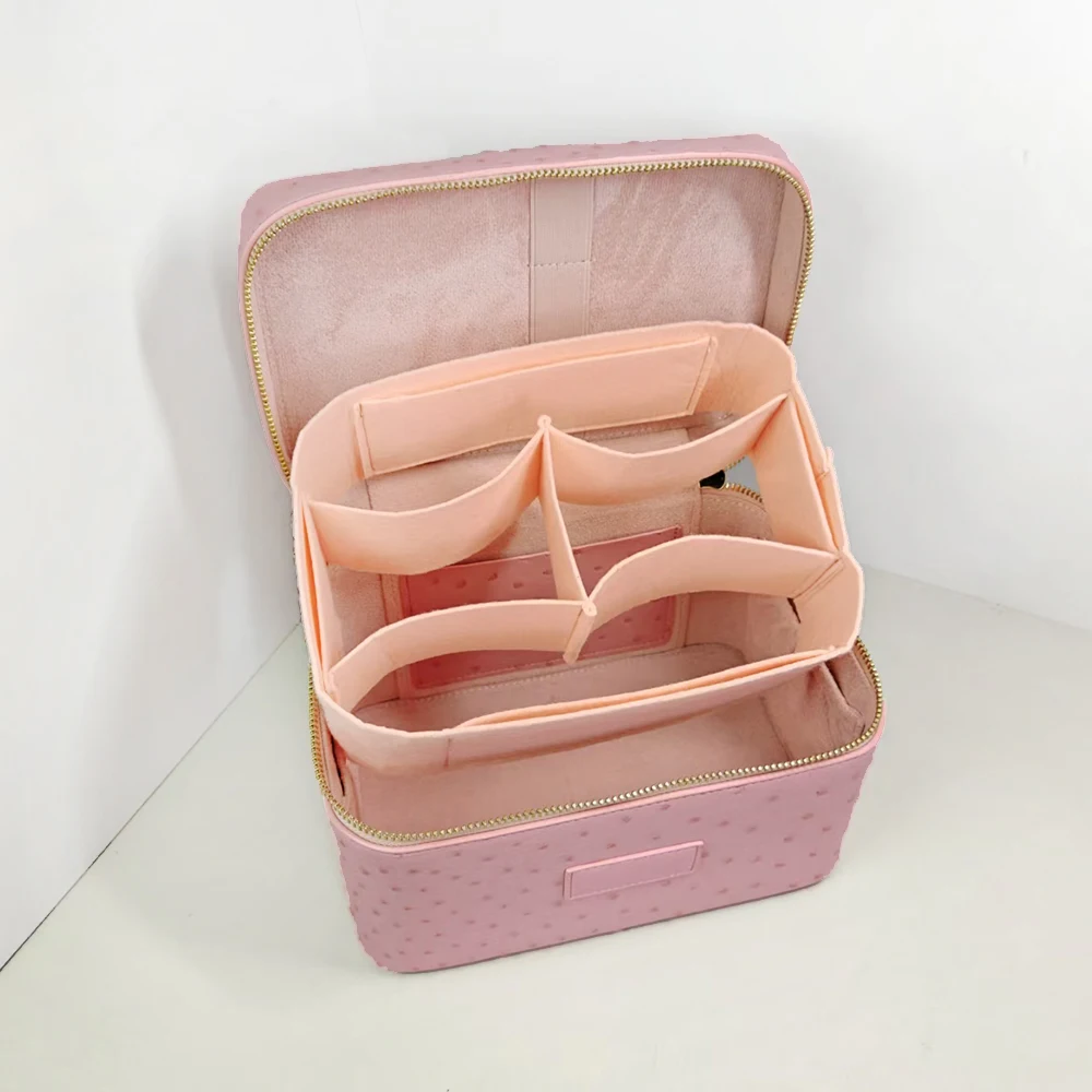 Custom Name Cosmetic Bag For Women Large Capacity Toiletry Kit Case Bag Travel Portable Handheld Leather Makeup Organizer Box