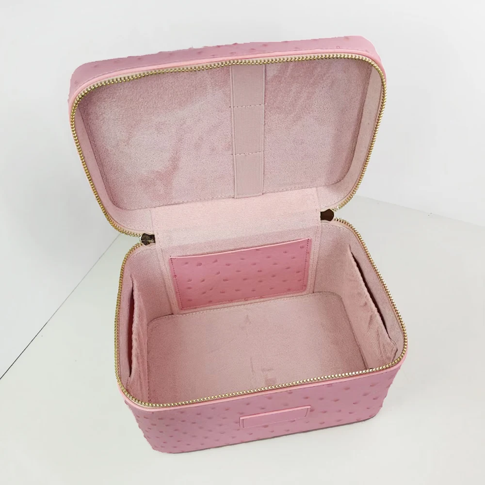 Custom Name Cosmetic Bag For Women Large Capacity Toiletry Kit Case Bag Travel Portable Handheld Leather Makeup Organizer Box