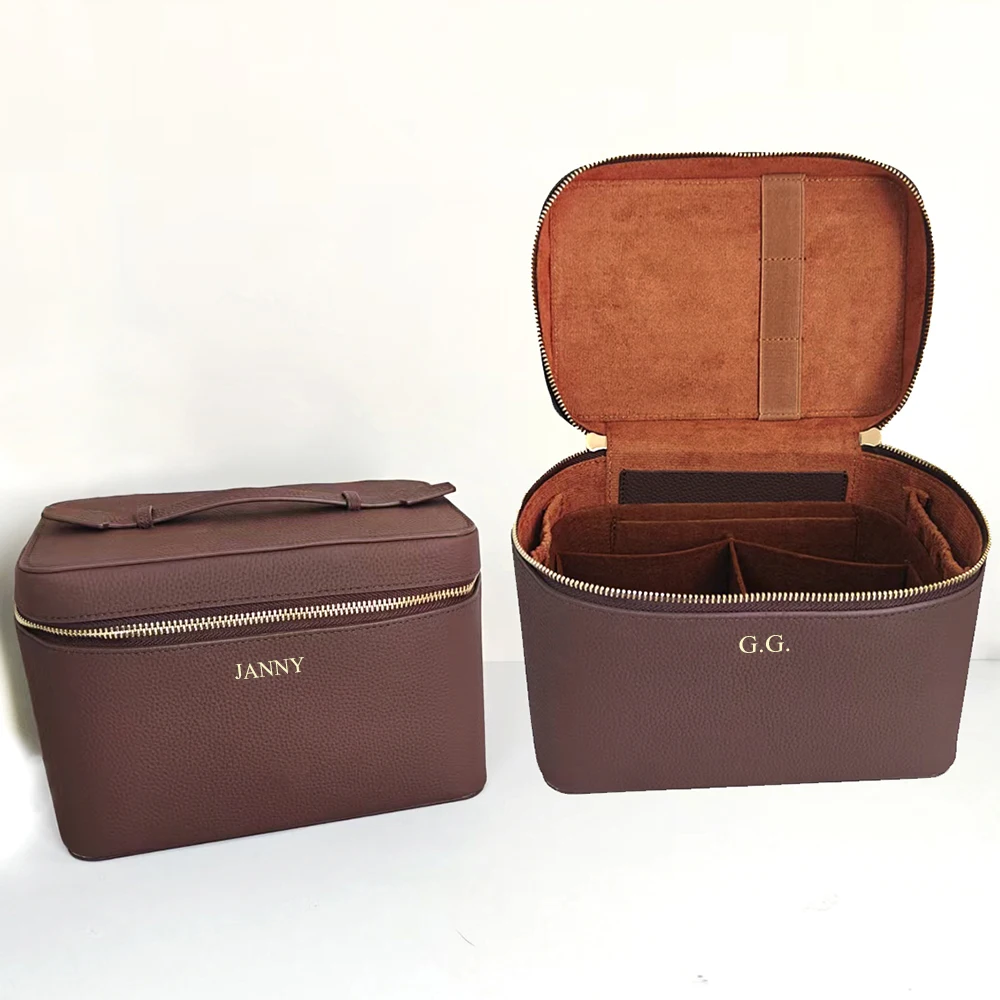Custom Name Cosmetic Bag For Women Large Capacity Toiletry Kit Case Bag Travel Portable Handheld Leather Makeup Organizer Box