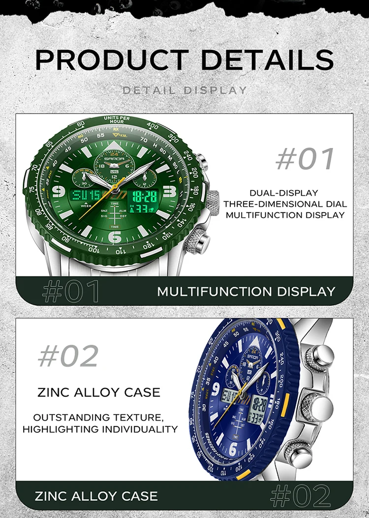 SANDA New Business Quartz Watches for Man Fashion Stainless Steel Tape Date Multifunctional Chronograph 5Bar Waterproof Clock