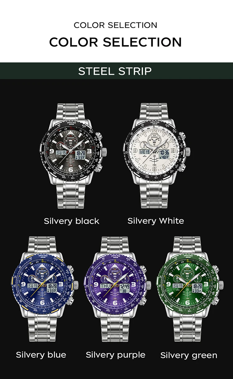 SANDA New Business Quartz Watches for Man Fashion Stainless Steel Tape Date Multifunctional Chronograph 5Bar Waterproof Clock