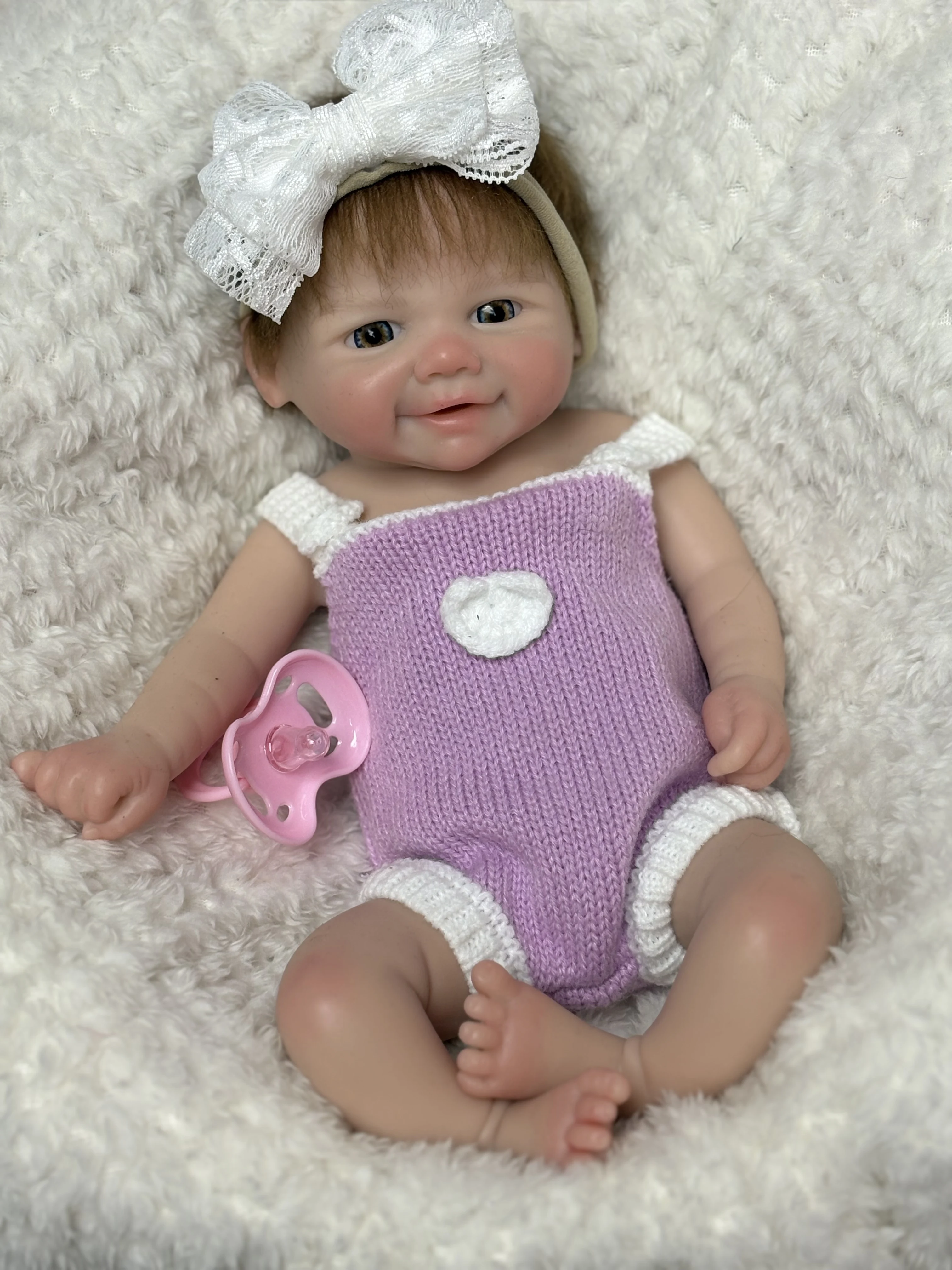 OtardDolls-1 PCS/2 Styels Vivienne 33cm Open Mouth Silicone Bebe Reborn Girl Dolls With Rooted Hair Washable Newborn Dolls