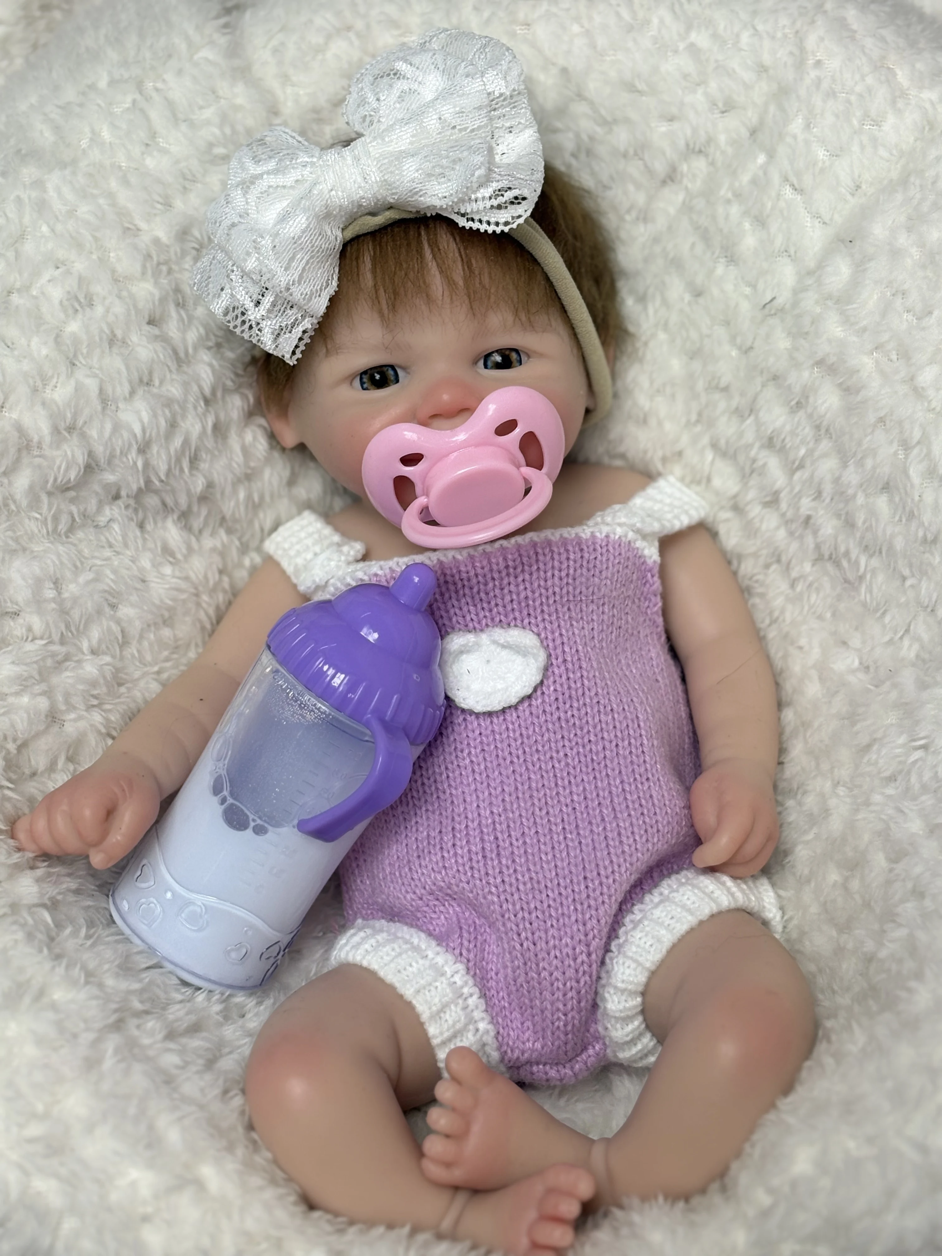 OtardDolls-1 PCS/2 Styels Vivienne 33cm Open Mouth Silicone Bebe Reborn Girl Dolls With Rooted Hair Washable Newborn Dolls