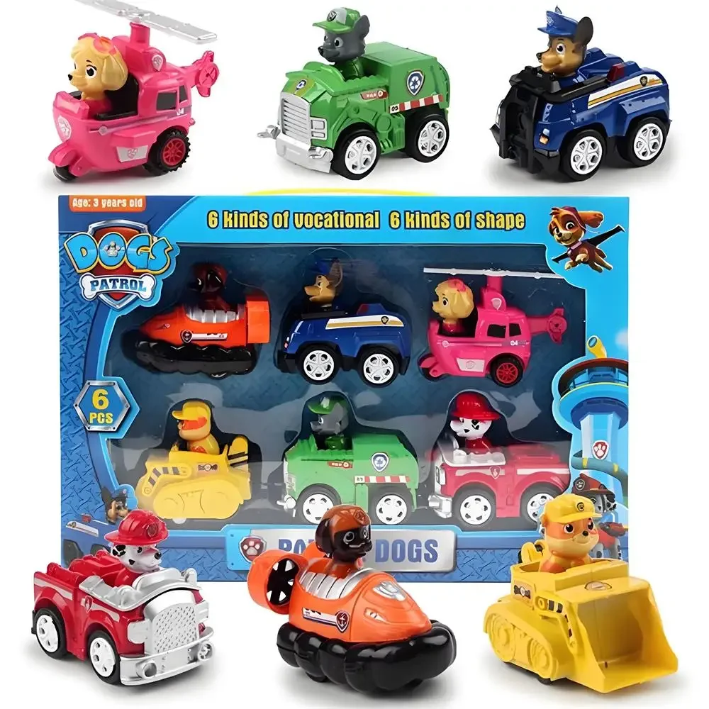 Paw Patrol Pull Back Cars Cartoon Vehicle Chase Skye Marshall Rubble Playset Action Figure Collection Model Toys Birthday Gift