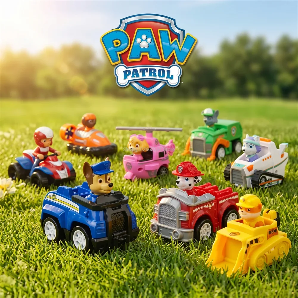 Paw Patrol Pull Back Cars Cartoon Vehicle Chase Skye Marshall Rubble Playset Action Figure Collection Model Toys Birthday Gift