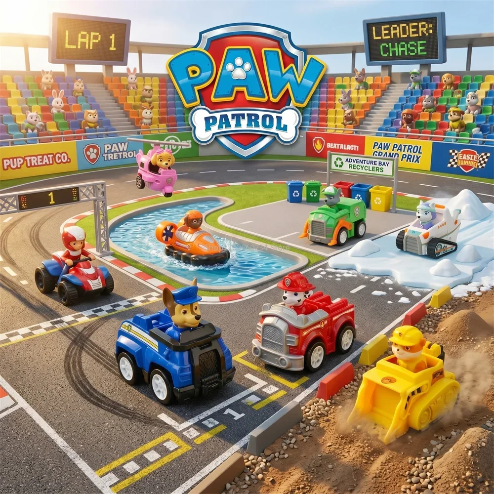 Paw Patrol Pull Back Cars Cartoon Vehicle Chase Skye Marshall Rubble Playset Action Figure Collection Model Toys Birthday Gift