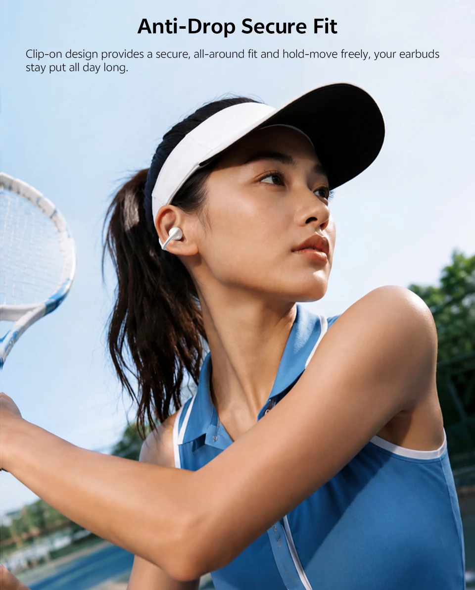 QCY Crossky C50i Open Ear Bluetooth Earphones Hi-Res LDAC Ear Clip Wireless BT6.0 Sports Earbuds Clip On 4-Mics Headphones 42H