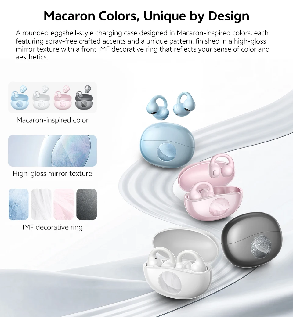 QCY Crossky C50i Open Ear Bluetooth Earphones Hi-Res LDAC Ear Clip Wireless BT6.0 Sports Earbuds Clip On 4-Mics Headphones 42H