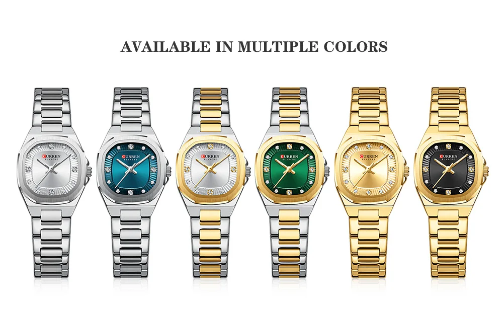 CURREN Gold Women's Watch Diamond Accents Stylish Stainless Steel Band, Elegant Design Comes with Free Box