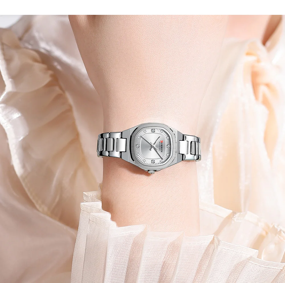 CURREN Gold Women's Watch Diamond Accents Stylish Stainless Steel Band, Elegant Design Comes with Free Box