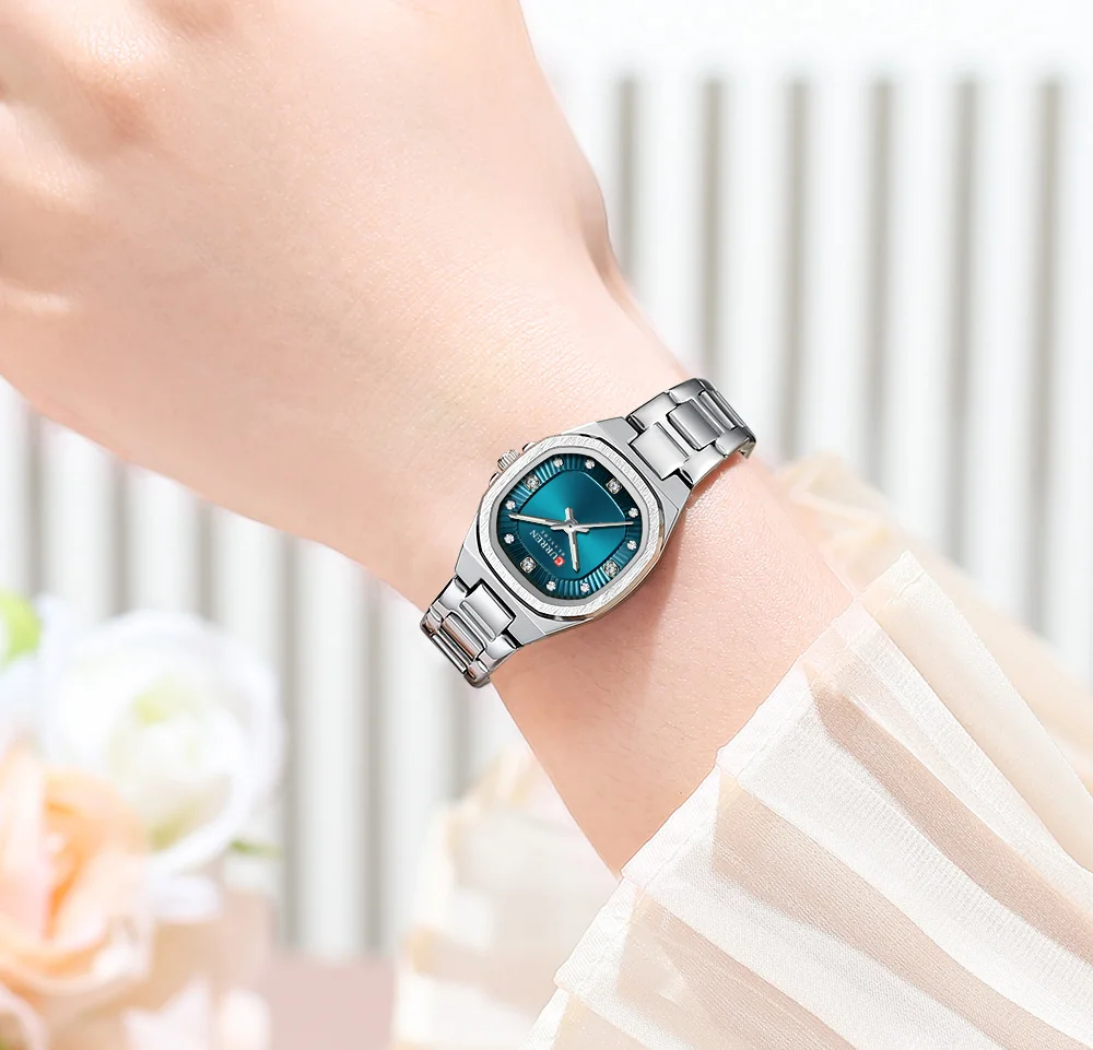 CURREN Gold Women's Watch Diamond Accents Stylish Stainless Steel Band, Elegant Design Comes with Free Box