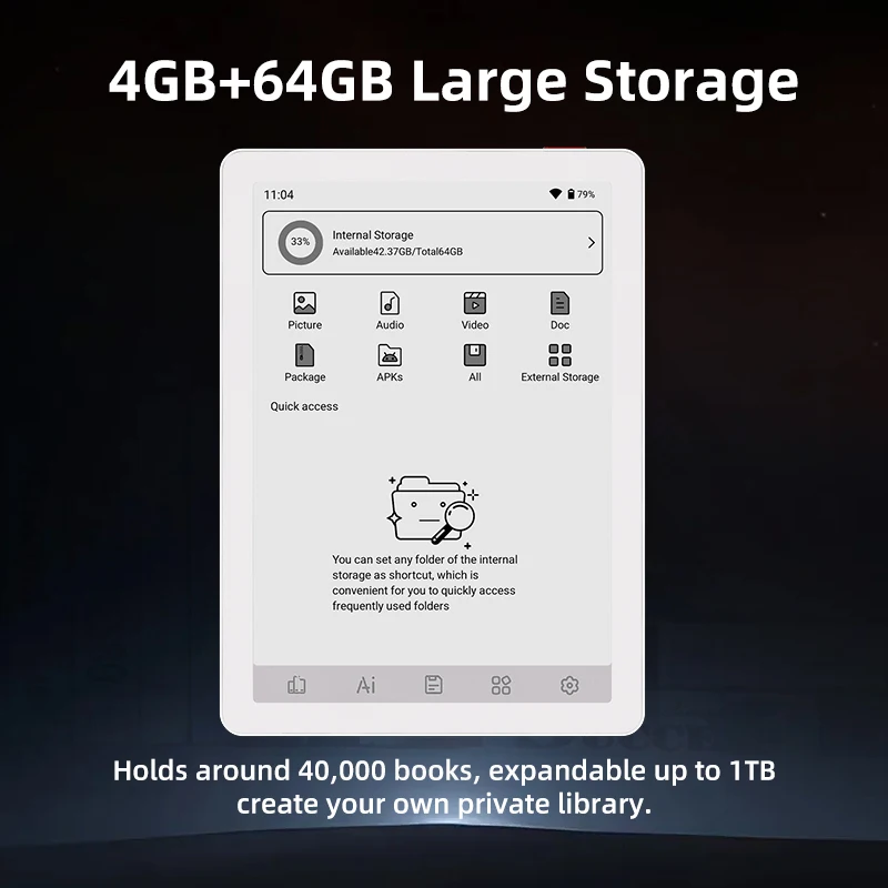 Bigme B6 Ebook Reader, 6'' B&W E-Ink Screen Electronic Book, 300PPI HD Display E-Reader, Android 14 OS, 4+64GB Paper-Like E-Book