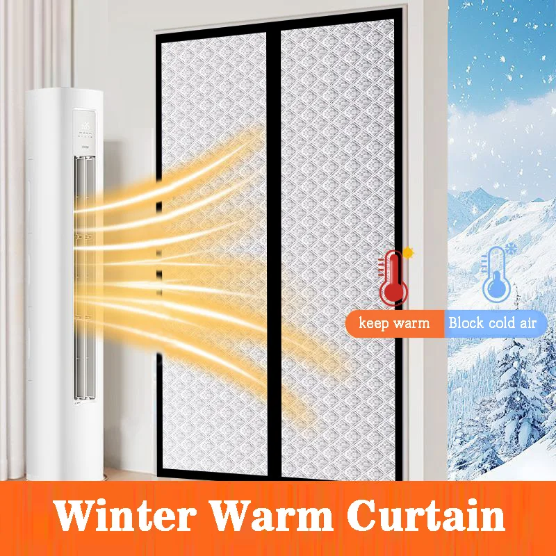 Magnetic winter thick door curtain - easy to install - No Drilling- Keep Cold Out & Warm In-Windproof partition curtain