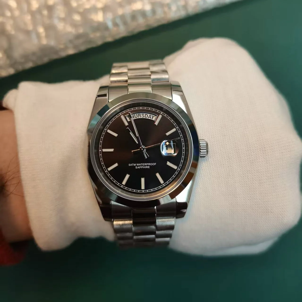 Small Size Men's Watch Sapphire Glass Stainless Steel Swimming 50M Waterproof Business Beat Quartz Movement DD36MM Wristwatch