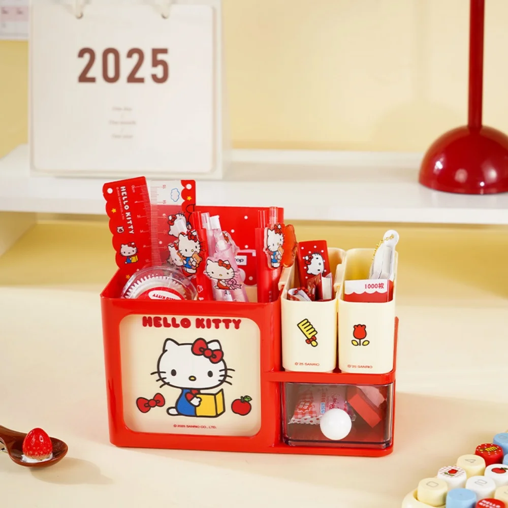 Genuine Sanrio Mark Pen Holder Hello Kitty Desk Organizers Shelves Desktop Stationery Bookshelf Home Office Storage Box Gifts