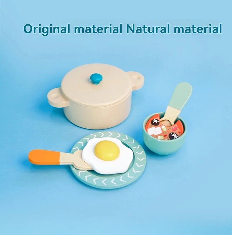 Wooden Children's Simulation Kitchen Toys, Early Education Educational Toys, Cookware Pot Pan Cook Pretend Play, Food, Role-Play