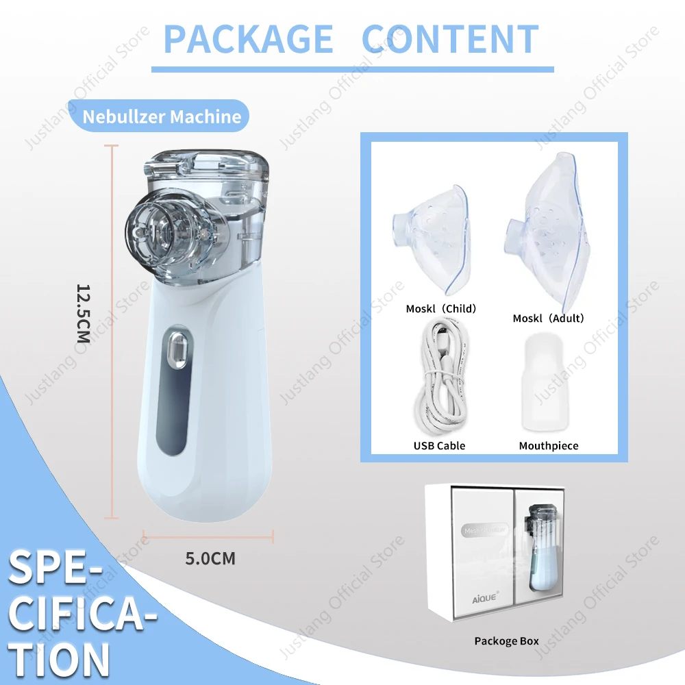 AiQUE Rechargeable Mesh Nebulizer with Screen Portable Medical Handheld Silent Nebulizador Inhaler Humidifier Inhalator Atomizer