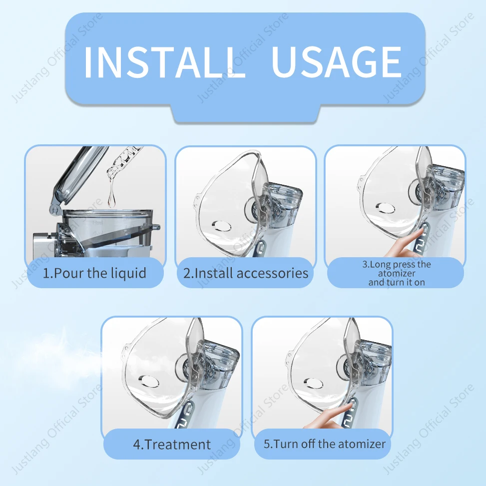 AiQUE Rechargeable Mesh Nebulizer with Screen Portable Medical Handheld Silent Nebulizador Inhaler Humidifier Inhalator Atomizer