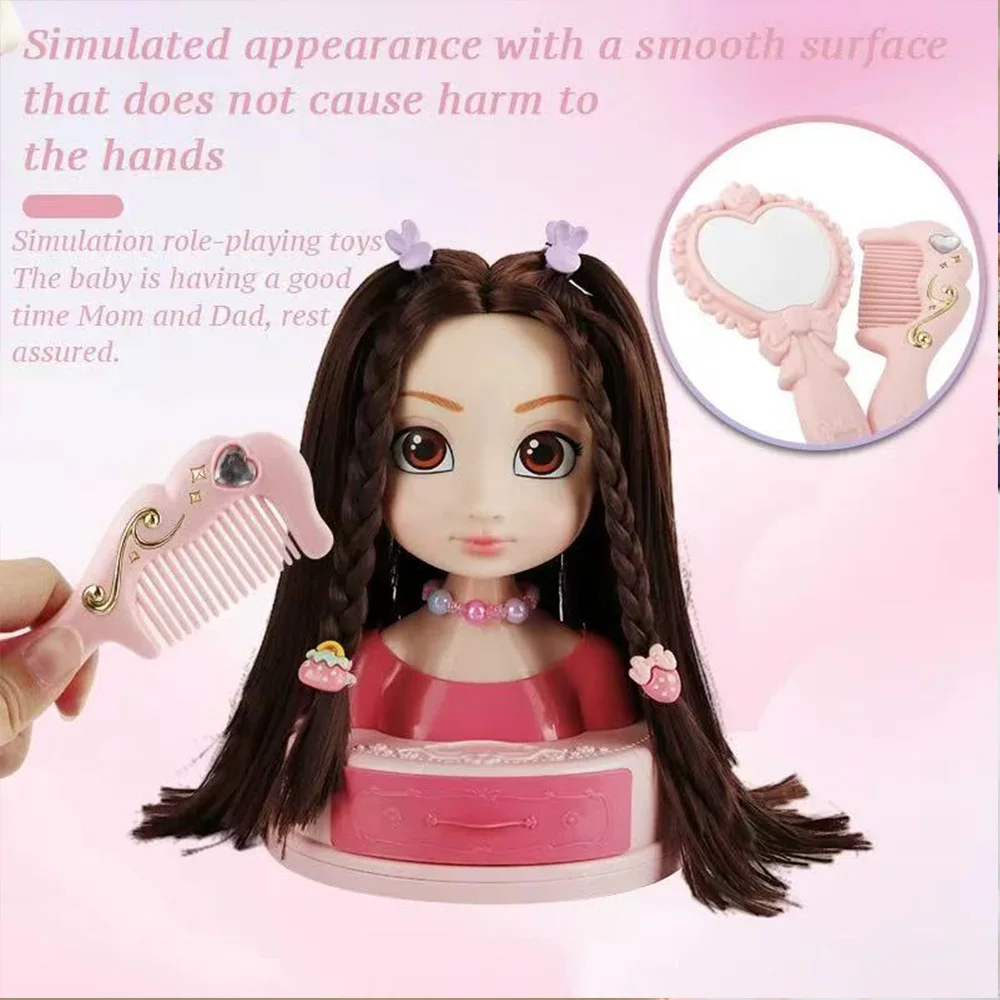 Doll Head for Hair Styling Makeup Play House Fashion Princess Dress Up Practice Hairpins Curling Iron DIY Tools for Kids Salon