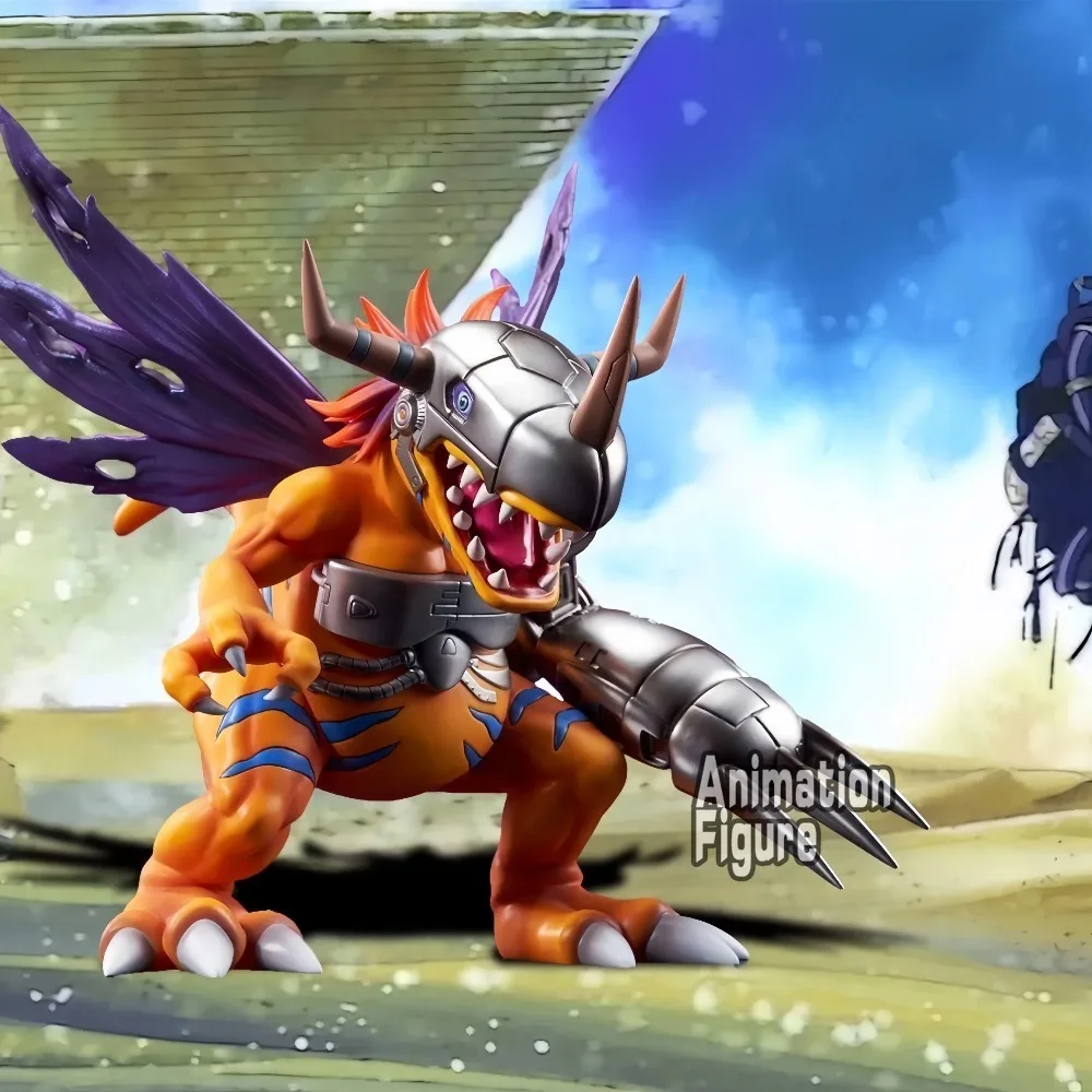 19cm Anime Digimon Adventure Figure Metal Greymon Action Figures Pvc Statue Desktop Ornamen Collection Model Toys Gifts