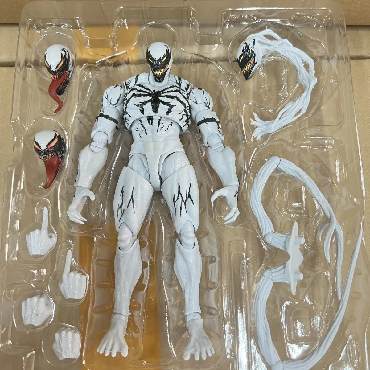 New Shf Anti Venom Action Figure White Symbiote Articulated Joints Collectible Model Toy For Collection Decoration Gift