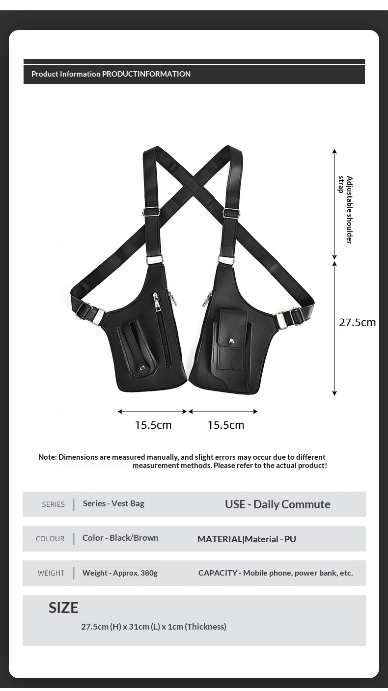 HOMEFISH Double Shoulder Strap Tactical Fishing Bag Waterproof PU Multi-Pocket Outdoor Anti-Theft Crossbody Bag Multi-Purpose