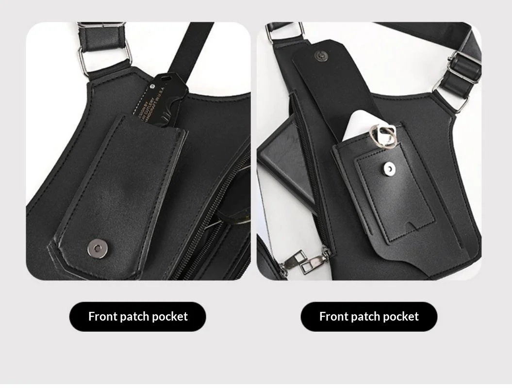 HOMEFISH Double Shoulder Strap Tactical Fishing Bag Waterproof PU Multi-Pocket Outdoor Anti-Theft Crossbody Bag Multi-Purpose