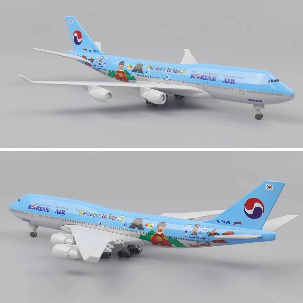 20cm Korea B747 Aircraft Model Air Boeing 747 Planel Models Metal Simulation Alloy Material with Landing Gear Children's Toys